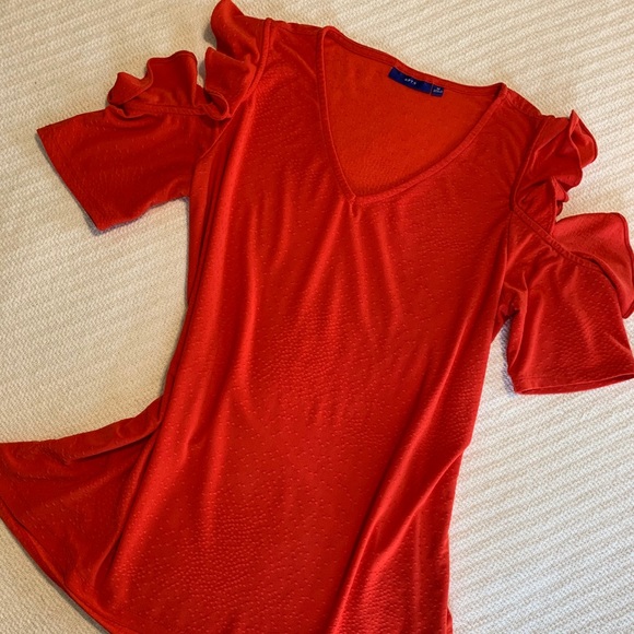 ❤️ Ruffle Cold Shoulder 1/4 Sleeve Blouse ❤️ - Picture 5 of 11